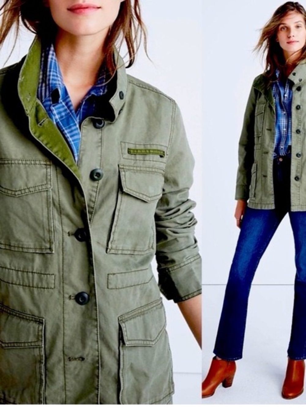 Madewell passage desert olive green utility jacket Size Medium Barn Coat Cotton